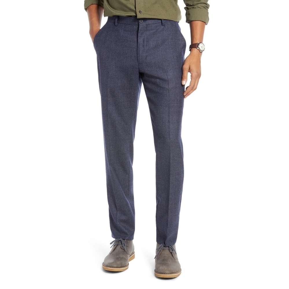 NWOT 1901 Flat Front Melange Wool Blue Trousers